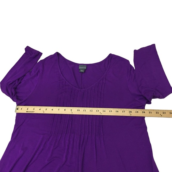 Covington Purple Front Pintucked Curved Hem Top - Women’s 1X - Picture 3 of 10